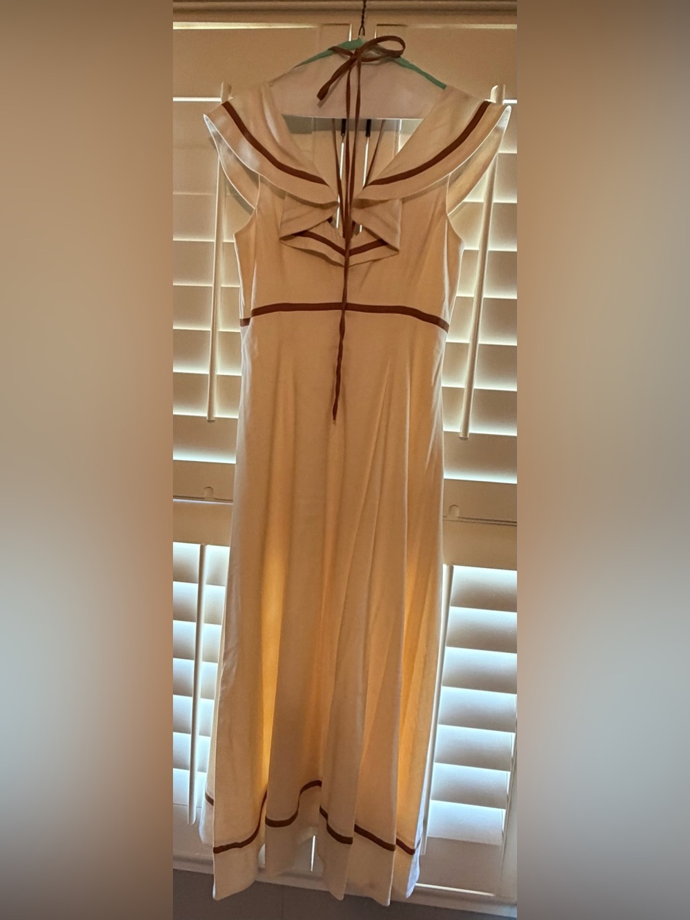 ANTONIO MELANI Cream Nightgown with Brown Trim